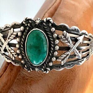 Sterling Silver and Green Turquoise Cuff Bracelet